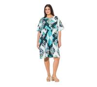 Ulla Popken Vestido, Forma en A, Cuello de túnica, Manga al Codo Turquesa Azulado 46+ 838401755-46+