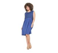 Ulla Popken Jerseykleid mit Gestreiftem Vestido de Punto con Top de Rayas, Azul Atlántico, 48-50 Mujeres