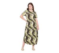 Ulla Popken Jersey Maxidress with Seed Capsule Print Vestidos, Caqui, 48-50 Mujeres