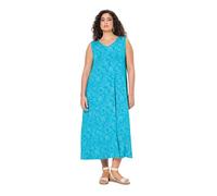 Ulla Popken Vestido Maxi, Estampado, línea A, Escote en V, sin Mangas Turquesa Azulado 42+ 840040755-42+