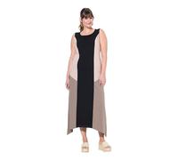 Ulla Popken Vestido Midi, Color Blocking, Forma en A, sin Mangas, algodón orgánico Negro 46+ 803593100-46+