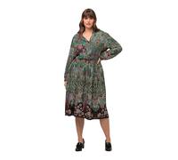 Ulla Popken Vestido Midi Estampado con Cuello en V, marrón Oscuro, 48-50 para Mujer
