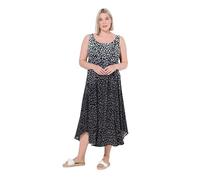 Ulla Popken Vestido Midi, Estampado de Leopardo con gradiente de Color, Cuello Redondo, sin Mangas Negro 46+ 827224100-46+