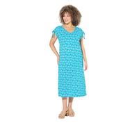 Ulla Popken Vestido Midi, Flores, Forma en A, Escote en V, sin Mangas Turquesa Azulado 46+ 840041755-46+