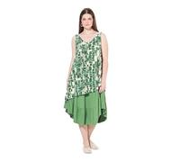 Ulla Popken Vestido Midi, Forma en A, Escote en V, sin Mangas, algodón orgánico Verde Musgo 50+ 837873435-50+