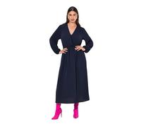 Ulla Popken Midikleid, Wickeloptik, A-Linie, V-Ausschnitt, Langarm Vestido, Marine, 50-52 Mujeres