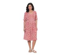 Ulla Popken - Vestido Midi para Mujer, Tallas Grandes, Tallas Grandes, Talla Grande, Corte A, Corte A, Cuello en V, Media Manga