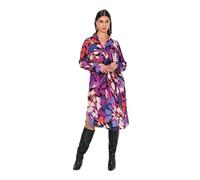 Ulla Popken Vestido Midi, Pinceladas, Escote en V, Manga Larga Bayas 46+ 834831827-46+