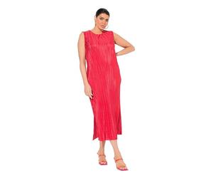 Ulla Popken Vestido Midi Plisado de Mujer Tallas Grandes Tallas Grandes sin Mangas 839078, Rojo neón, 62-64