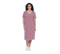 Ulla Popken Vestido Midi, Rayas horizontales, Forma en A, Escote en V, Media Manga Azul Tinta 58+ 850118740-58+
