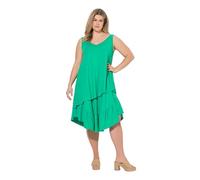 Ulla Popken Vestido Midi, Textura, cuelloescote de Pico, sin Mangas, algodón orgánico Verde de Verano 46+ 849806450-46+