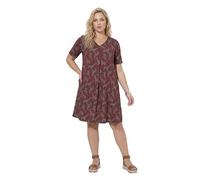 Ulla Popken Vestido, Motivos de cebras, Forma en A, Escote en V, Media Manga Terra 46+ 850352676-46+