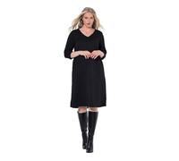 Ulla Popken Vestido Sport Midi, Forma en A, Escote en V, Manga 3/4 Negro 50+ 843326100-50+