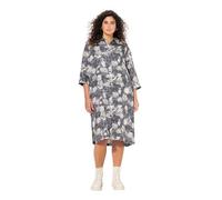 Ulla Popken Vestido Tipo Blusa, Forma en A, Cuello Camisero, Mangas 3/4, Bolsillos Gris 46+ 836083180-46+