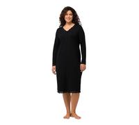 Ulla Popken Womenswear Plus Size Curvy Oversize Encaje Trim Manga Larga Cuello en V Camisón 824144, Negro, 54-56