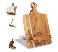 ULLAHOLM Soporte de madera para libros de cocina para mostrador de cocina, regalo del día de la madre para mamá, soporte reversible para libros de recetas de acacia, tarjeta de conversión de medición