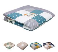 ULLENBOOM ® Alfombra para gatear de bebé 140 x 140 cm acolchada en Animales del Bosque Petrolero (Made in EU) - Alfombra para gatear con 100% algodón OekoTex® cubrepañal y manta de juego