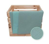 ULLENBOOM ® Manta para bebé 70x100 cm en verde salvia (Made in EU) - Manta de peluche para bebé hecha de algodón y vellón ÖkoTex, adecuada para el cochecito o como manta de juego, diseño gofre