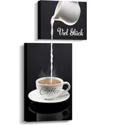 Ulluthu Cuadros Decorativo para Pared con Marco, Set de 2 Pósters Modernos Sobre Café en Lienzo, Cuadros para Cocina Bodegon con Clavos listos para Colgar, para Café, Dormitorio (30x40 cm, 20x30 cm)