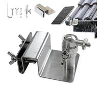 Ulluthu Kit Completo Soporte Canalón Acero Inoxidable | Incluye Llave Hexagonal | Montaje Sin Taladro para Panel Solar y Cámara | Compatible 1/4″