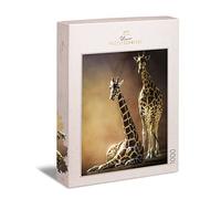 Ulmer Puzzleschmiede - Puzzle Amor de Jirafa: Puzzle de 1000 Piezas - Motivo de Rompecabezas de un par de Jirafas - un Motivo Animal Moderno