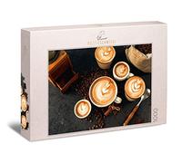 Ulmer Puzzleschmiede - Puzzle café - Puzzle clásico de 1000 Piezas - Diseño Variado con Tazas de Espresso, Granos de café y Accesorios de café - Puzzle Fabricado en Alemania