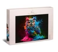 Ulmer Puzzleschmiede - Puzzle "Colorido pájaro nocturno" - Retrato de búho con explosión de colores llamativos como rompecabezas de 2000 piezas - Diseño de búho de la colección de puzzle Colores &