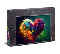 Ulmer Puzzleschmiede - Puzzle Corazón Colors of Love - Ilustración de corazón colorida como puzzle de 1000 piezas - Motivo de puzzle llamativo de la colección Farben & Fantasy, fabricado en Alemania