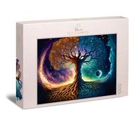 Ulmer Puzzleschmiede - Puzzle de 1000 piezas "Árbol del mundo" - Diseño mágico y sombrío Yggdrasil - Mitología nórdica - Puzzle premium para adultos - Calidad Made in Germany
