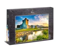 Ulmer Puzzleschmiede - Puzzle de 1000 piezas, castillo de Ross, el antiguo castillo de Irlanda, incrustado en un paisaje de cuento de hadas al atardecer - Calidad fabricado en Alemania
