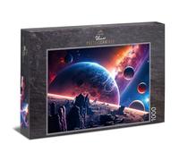 Ulmer Puzzleschmiede - Puzzle de 1000 piezas con sistema planetario - Diseño espacial futurista con paisajes cósmicos en colores intensos - Calidad fabricado en Alemania