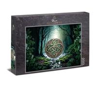 Ulmer Puzzleschmiede - Puzzle de 1000 piezas de bosque celta - Símbolo celta en el bosque mágico - nudo místico entre la luz y la sombra del bosque - Puzzle de fantasía con calidad fabricado en