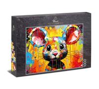 Ulmer Puzzleschmiede - Puzzle de 1000 Piezas de la señorita Ratón - El Lindo ratón afilará Sus oídos - Una Divertida Experiencia de Colores de Rompecabezas