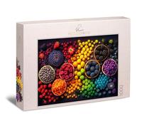Ulmer Puzzleschmiede - Puzzle de 1000 piezas "Rainbow Fruits" - Colorido diseño de frutas y bayas - Rompecabezas suelto y ligero de 1000 piezas sobre el tema de la cocina - con calidad fabricado en