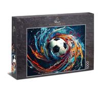 Ulmer Puzzleschmiede - Puzzle de 1000 piezas "Spin" - Diseño de fútbol en diseño clásico, rodeado de espectacular rotación de colores - Calidad fabricado en Alemania