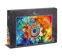 Ulmer Puzzleschmiede - Puzzle de 2000 piezas de mandala arcoíris - Patrón rico en colores - Rompecabezas de mandala comparativamente simple gracias a su alta variedad de formas y colores