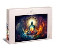Ulmer Puzzleschmiede - Puzzle de 2000 piezas "Soulenflug" - motivo de rompecabezas espiritual maravillosamente escenificado sobre el tema de yoga y meditación - para rompecabezas motivados