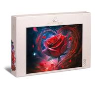 Ulmer Puzzleschmiede - Puzzle de corazón "Valentin" de 1000 piezas - el símbolo de corazón efectivo incluye la filigrana de rosa roja - el rompecabezas para San Valentín - Puzzle de calidad fabricado
