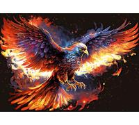 Ulmer Puzzleschmiede - Puzzle de fantasía de 1000 piezas de pájaro de fuego - Águila imponente sobre llamas luminosas como símbolo de Phoenix - Puzle de calidad fabricado en Alemania