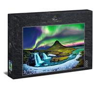 Ulmer Puzzleschmiede - Puzzle de montaña y luz de Islandia - Puzzle de 2000 piezas - Puzzle de las auroras polares sobre la famosa montaña Kirkjufell - Paisaje bajo las luces del norte en Islandia