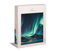 Ulmer Puzzleschmiede - Puzzle El espectáculo de la Noche - Puzzle clásico de 1000 Piezas - Imponentes Luces Polares en la Noche Larga - Puzzle de Paisaje Premium Fabricado en Alemania
