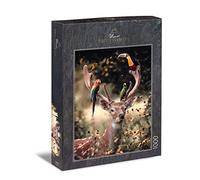 Ulmer Puzzleschmiede - Puzzle excursión a la Naturaleza - Fantasía puzle de 1000 Piezas - Ciervo con tucán y Loros en el Cornamenta como mágico diseño de pájaro - Puzzle Fabricado en Alemania
