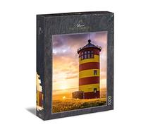 Ulmer Puzzleschmiede - Puzzle "Faro Pilsum" - Puzle clásico de 1000 piezas - El famoso faro en el Mar del Norte, Incidencia de Frisia Oriental, al atardecer en el dije del Mar del Norte
