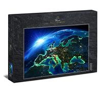 Ulmer Puzzleschmiede - Puzzle Lights of Europe - Puzzle de 2000 piezas - espectacular diseño de rompecabezas de Europa desde la perspectiva espacial por la noche.