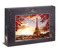 Ulmer Puzzleschmiede - Puzzle Otoño en París - Puzzle de 1000 Piezas - Torre Eiffel en París detrás del Sena y Hojas otoñales