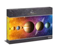 Ulmer Puzzleschmiede - Puzzle panorámico de 1000 piezas "Sistema Sol" - Sol, Mercurio, Venus, Tierra, Marte, Júpiter, Saturno, Urano, Neptuno - Diseño de planetas con fondo espacial detallado