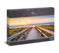Ulmer Puzzleschmiede - Puzzle panorámico de 1000 piezas "Tarde en Sylt - Diseño del Mar del Norte con puesta de sol sobre las dunas en la playa de Sylt, Alemania