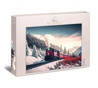 Ulmer Puzzleschmiede - Puzzle Polar-Express - Diseño de tren en el paisaje invernal - Puzzle clásico de 1000 piezas - Puzle de calidad fabricado en Alemania