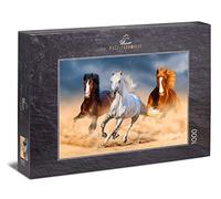 Ulmer Puzzleschmiede - Puzzle Reinas del Desierto: Puzzle de 1000 Piezas - Poderosos Caballos árabes Corriendo en el Desierto