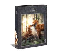 Ulmer Puzzleschmiede - Puzzle Sensaciones de Primavera - Los Zorros como un Motivo de Rompecabezas Suave con 1000 Piezas - Cachorro de Zorro da un Beso a mamá en el Bosque Soleado